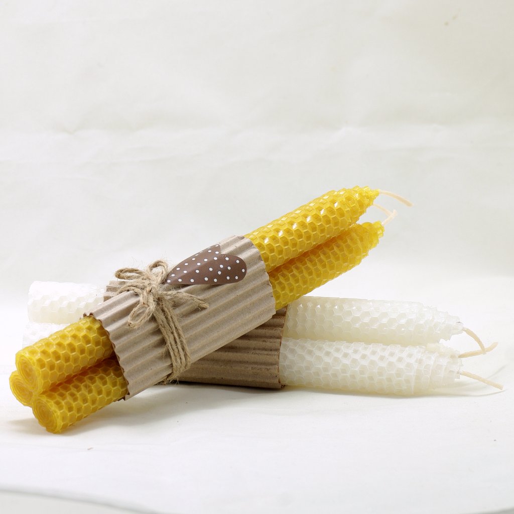 Mehiläisvahakynttilä 3 kpl, keltainen-0